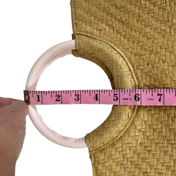 Juicy Couture Straw Tote Bag Round Handles Natural Pink - Picture 15 of 16